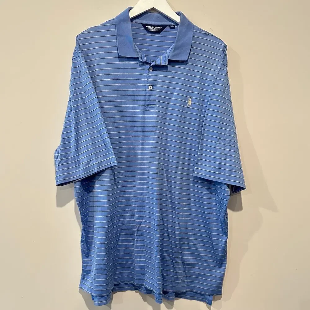 Polo Golf Ralph Lauren Size XXL Short Sleeve Polo Shirt Striped Blue Casual